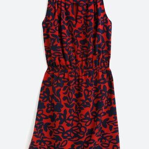 Sleeveless Orange and Nacy Floral Shift Dress